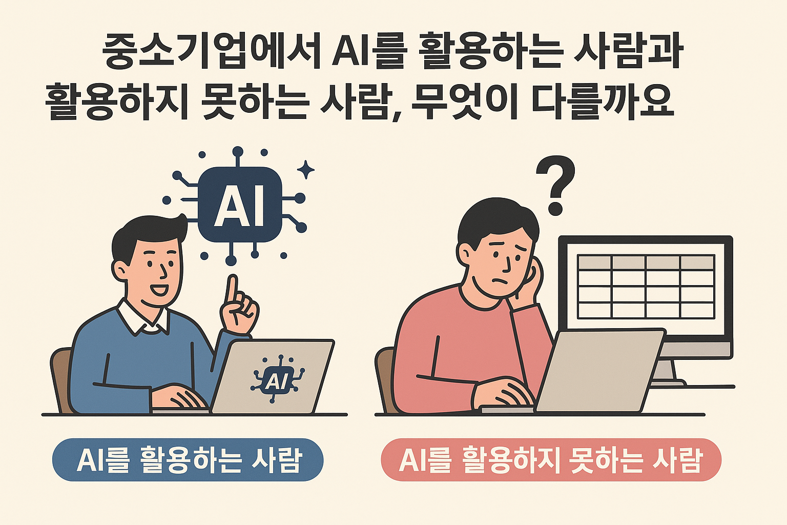 중소기업에서 AI를 활용하는 사람과 활용하지 못하는 사람, 무엇이 다를까요?
